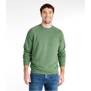 L.L. Bean Men’s Lakewashed Cotton Crewneck Pullover Green Pocket Size XXL Tall